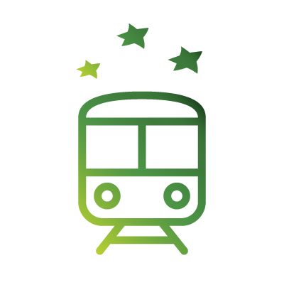 A green cartoon train