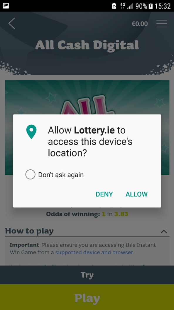 Allow Lottery.ie to access location