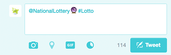 Tweet Crystal Ball Emoji at National Lottery