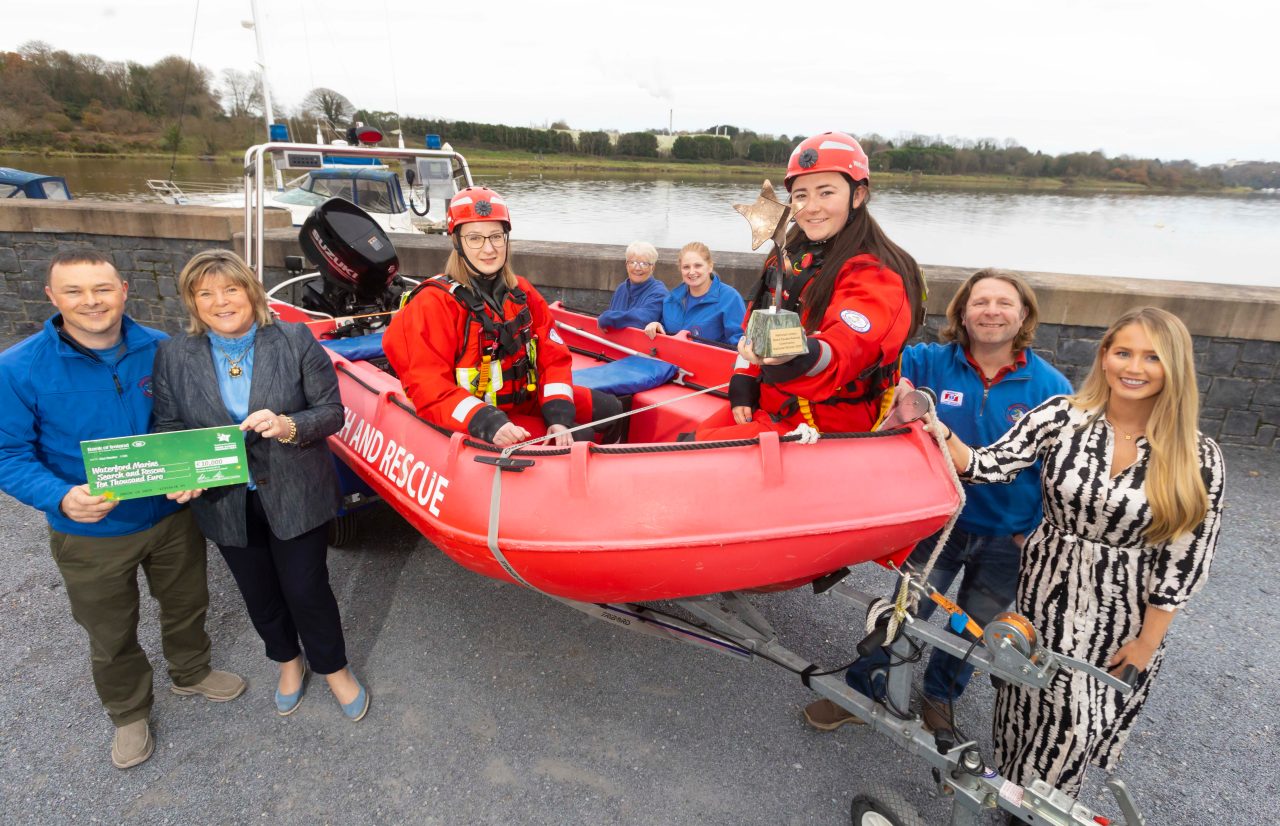 Pictured at Waterford Marine Search and Rescue, National Lottery Good Causes Awards Community, National Winner 2023. Pictured are Daryl Barry Chairperson Waterford Marine Search and Rescue, Mary Butler T.D. Vlatka Stanfar, Amber Cuddihy, Eileen O’Toole, Mary Condon, Jamie  Blanche, Sarah Ruane National lottery. Photograph: Patrick Browne / Mac Innes Photography