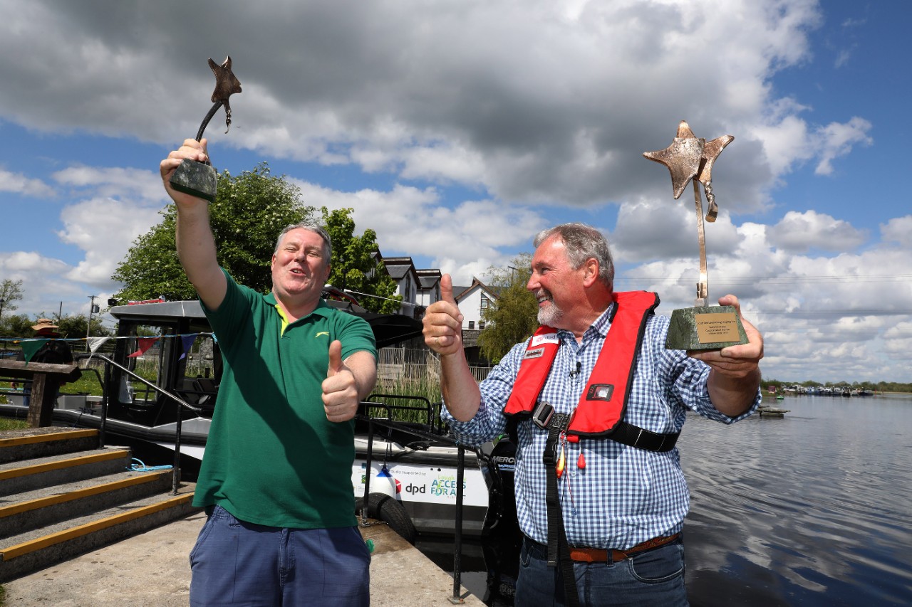 Lough Ree Lanesborough Angling Hub in Co. Roscommon were this afternoon presented with the Good Cause of the Year Award at the National Lottery Good Causes Awards which took place this afternoon (Saturday 29th May). A delighted Alan Broderick, Company Chair and Skipper Secretary, pictured with Ciaran Mullooly Company Secretary celebrate the news of this fantastic win today. Pic: Mac Innes Photography